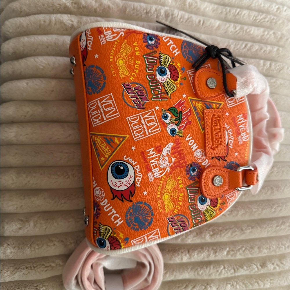 Von Dutch Vibrant Orange mini bowler bag